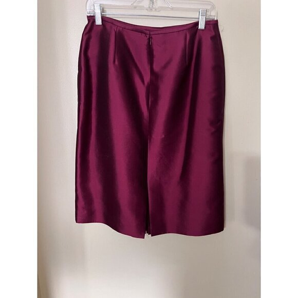 Talbots Petites Womens Size 8 Satin Skirt Red office career business - Picture 2 of 9